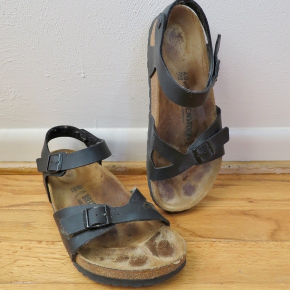 Birkenstock Rio Sandals Black Womens 40 R 40R - Picture 1 of 6